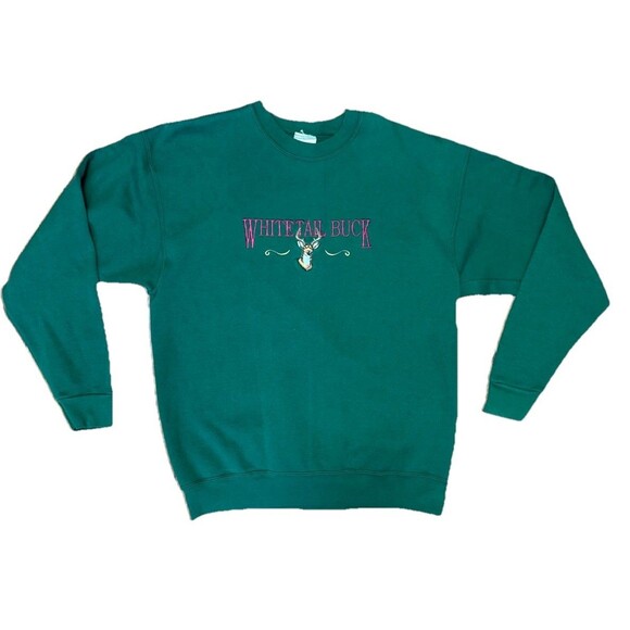 Vintage Whitetail Buck Men’s Green Hunter Outdoor Crewneck Graham USA Made - XL - Picture 1 of 6